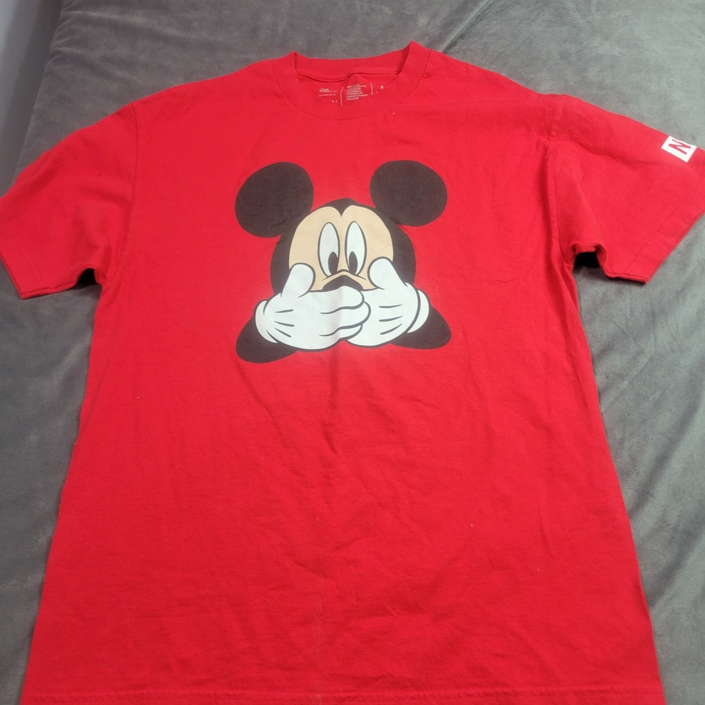 Neff Disney Mickey Mouse Graphic T-Shirt Mens Large Red Short‎ Sleeve Cotton Tee